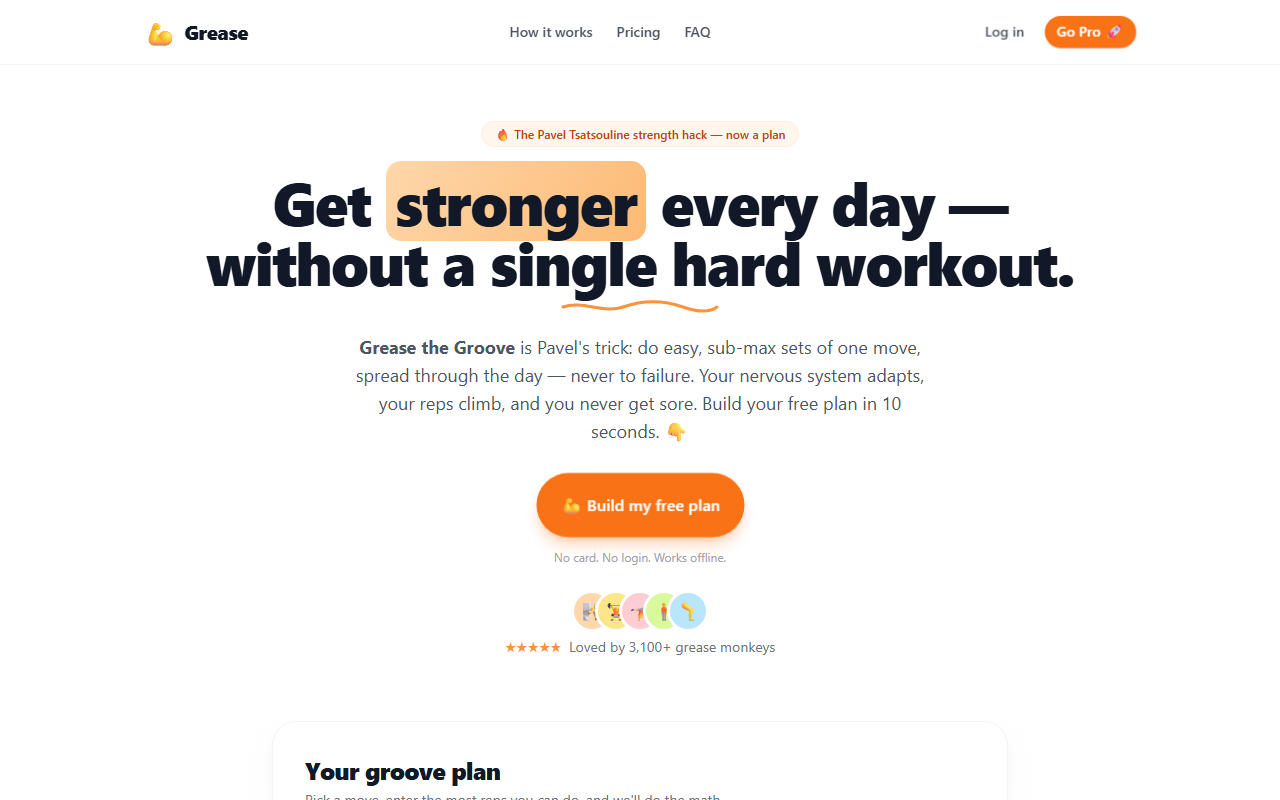 Grease — Grease the Groove strength app screenshot