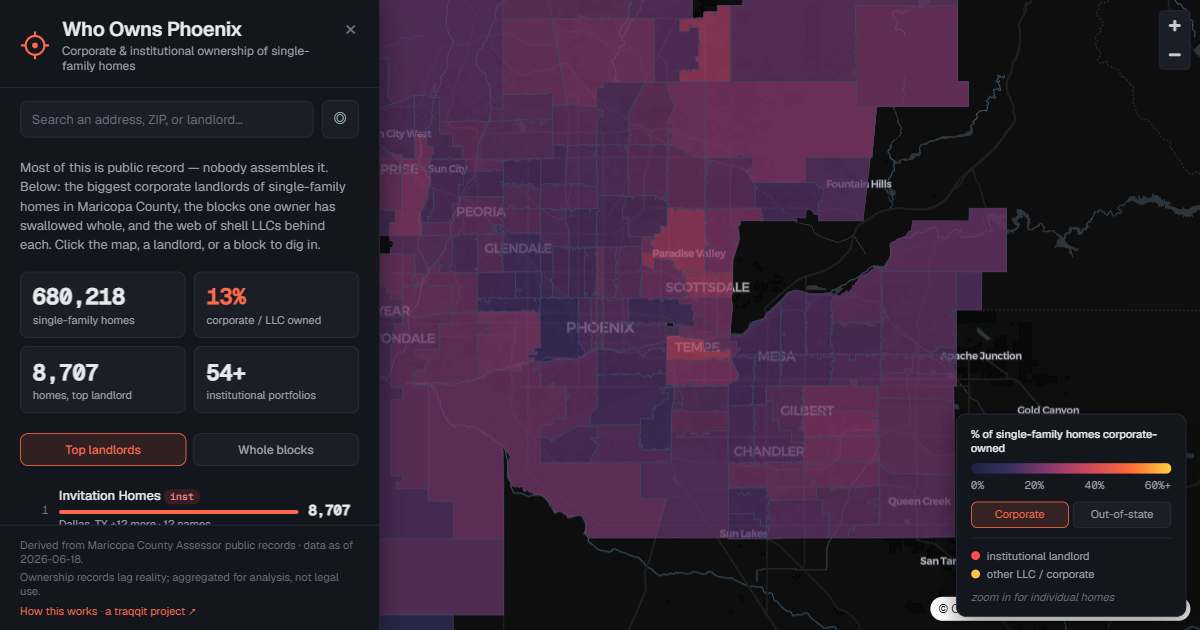 Who Owns Phoenix corporate single-family-home ownership map screenshot